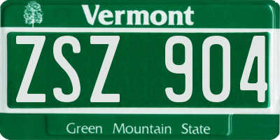 VT license plate ZSZ904