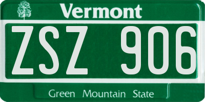 VT license plate ZSZ906