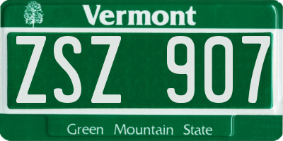 VT license plate ZSZ907