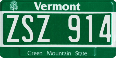 VT license plate ZSZ914