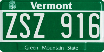 VT license plate ZSZ916