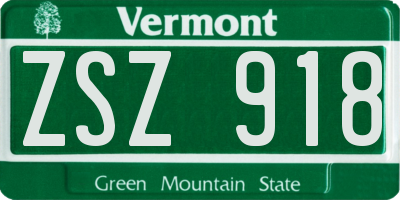 VT license plate ZSZ918