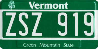 VT license plate ZSZ919