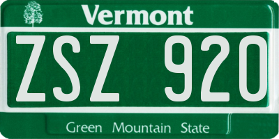VT license plate ZSZ920