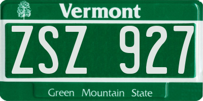 VT license plate ZSZ927