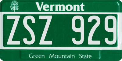 VT license plate ZSZ929