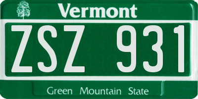 VT license plate ZSZ931