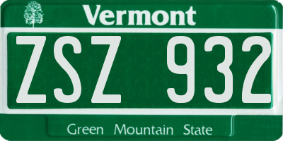 VT license plate ZSZ932