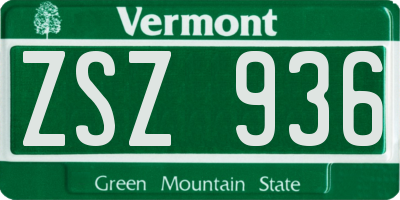 VT license plate ZSZ936