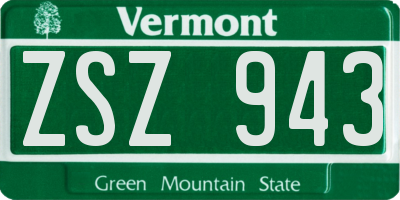 VT license plate ZSZ943