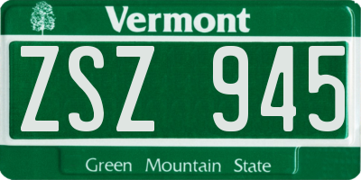 VT license plate ZSZ945
