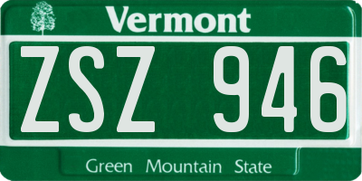 VT license plate ZSZ946