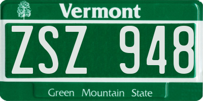VT license plate ZSZ948