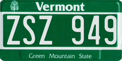VT license plate ZSZ949