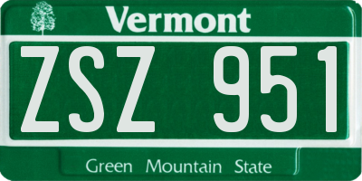 VT license plate ZSZ951