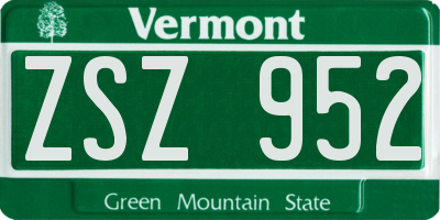 VT license plate ZSZ952