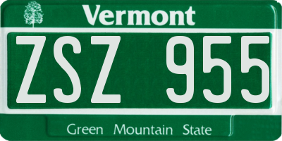 VT license plate ZSZ955