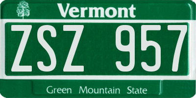 VT license plate ZSZ957