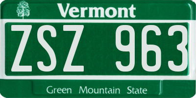VT license plate ZSZ963