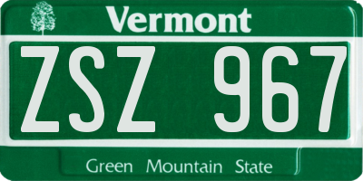 VT license plate ZSZ967