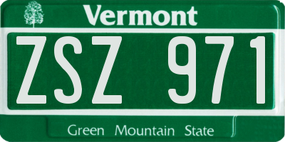 VT license plate ZSZ971