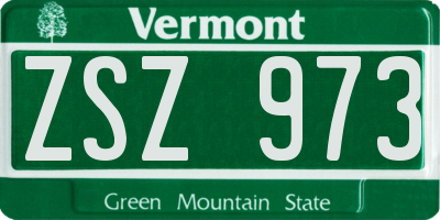 VT license plate ZSZ973