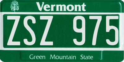 VT license plate ZSZ975