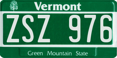 VT license plate ZSZ976