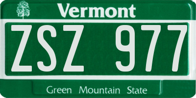 VT license plate ZSZ977