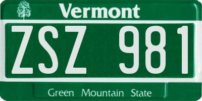 VT license plate ZSZ981