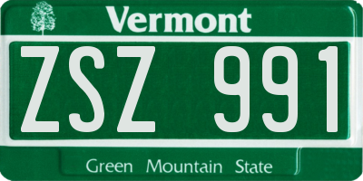 VT license plate ZSZ991
