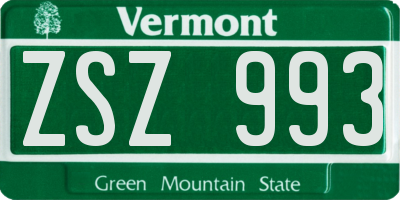 VT license plate ZSZ993