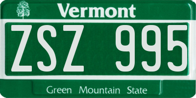 VT license plate ZSZ995