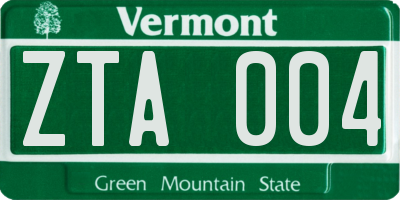 VT license plate ZTA004