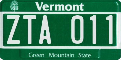 VT license plate ZTA011