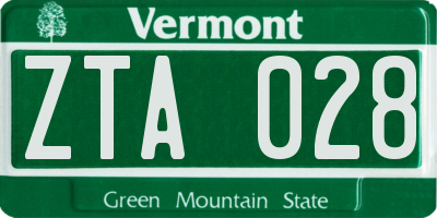 VT license plate ZTA028