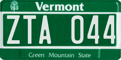 VT license plate ZTA044