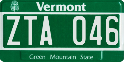 VT license plate ZTA046