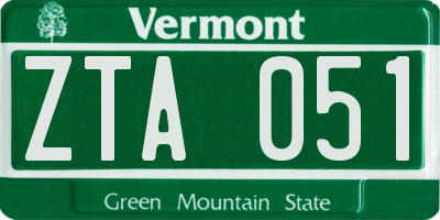 VT license plate ZTA051