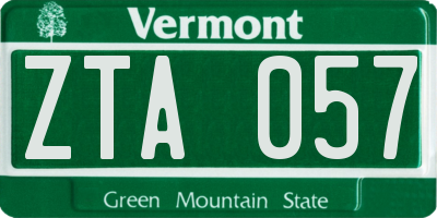 VT license plate ZTA057