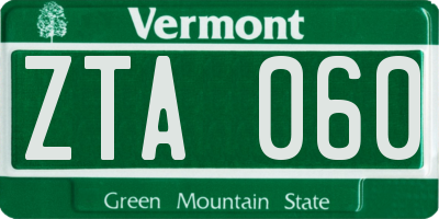VT license plate ZTA060