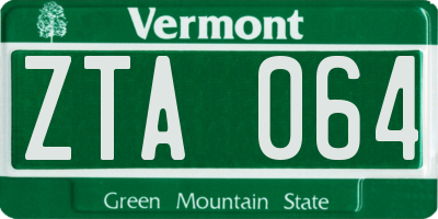 VT license plate ZTA064
