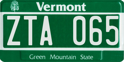 VT license plate ZTA065