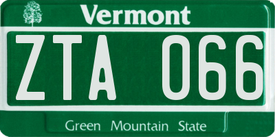 VT license plate ZTA066