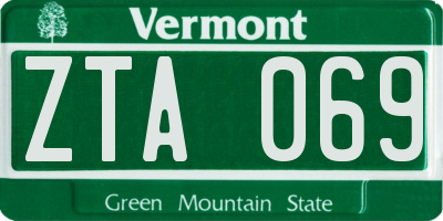 VT license plate ZTA069