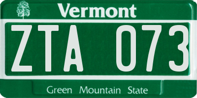 VT license plate ZTA073