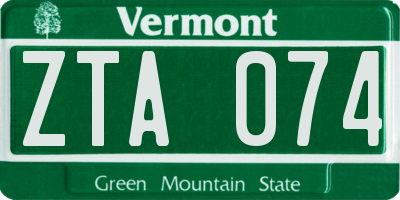 VT license plate ZTA074