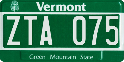 VT license plate ZTA075