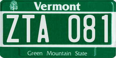VT license plate ZTA081