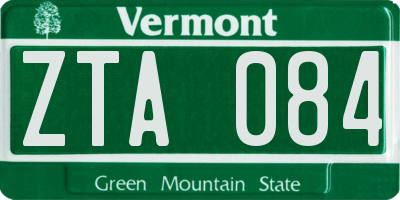VT license plate ZTA084